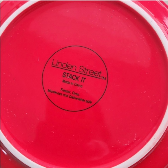 Retired Linden Street Stack it 4 piece set of red stoneware dishes - Picture 7 of 7